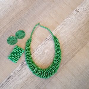 Green bead/wood jewelry set purchased in Vietnam